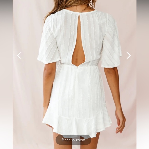 KNOWING TIE-FRONT FRILL HEM DRESS WHITE - Picture 2 of 6